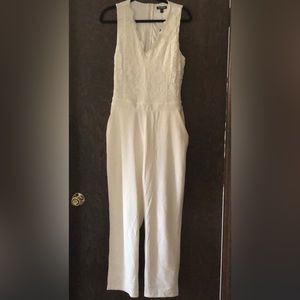 Express white jumpsuit with lace bodice